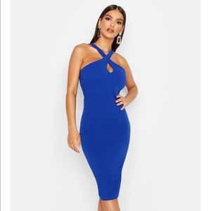 Blue midi twist dress. Never been worn